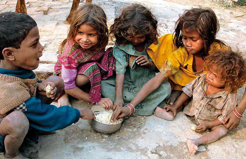feeding food to poor